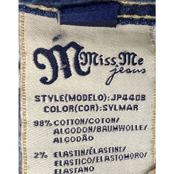 Miss Me Jeans Women Size 26 JP4408 Blue Distressed Pants Pockets Low Rise Denim - Picture 11 of 16